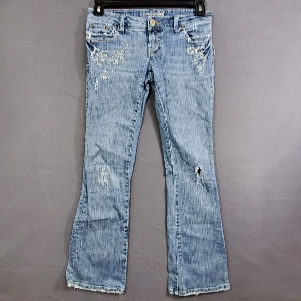 American Eagle Jeans Womens Size 4 Regular Stretch Skinny Flare Blue